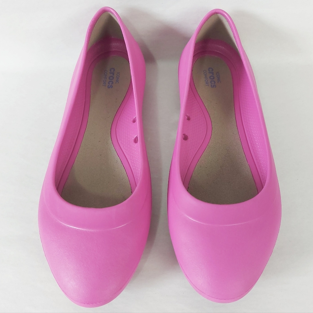 Crocs Women Lina Barbiecore Ballet Flats Size 8 Pink Chic Lightweight Slip-on - Picture 8 of 11